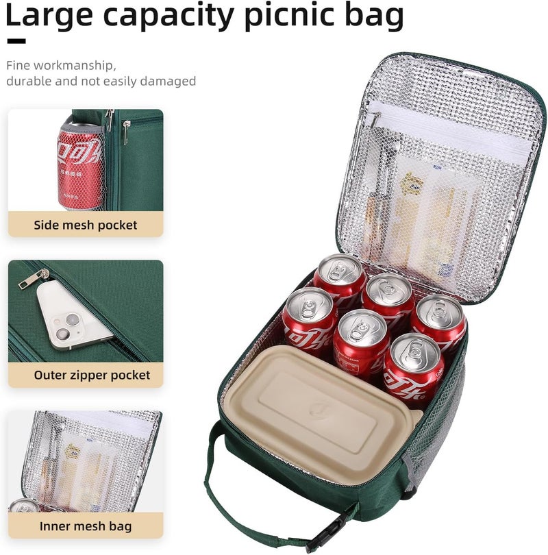 Lovoeo Lunch box Lunch bag for men women Insulated Lunchbox Lunch bags for Work Picnic Travel(Deep green) - Image 4